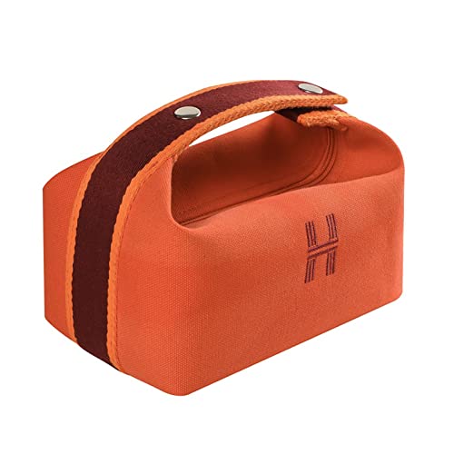 Weiche Reise-Make-up-Tasche, tragbare Kosmetiktasche, wasserdichter Make-up-Organizer mit Griff, großes Fassungsvermögen, Segeltuch-Kosmetik-Reisetasche for Damen und Mädchen/209/530 (Color : Orange von CROKZ