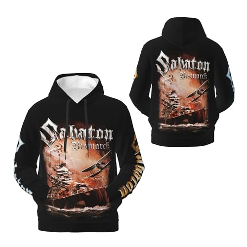 CRYBF Sabaton Herren Kapuzenpullover mit Logo, langärmelig, weich, Sweatshirt für große Jungen, Kapuzen-Fans, Merch-Tops mit Tasche, Schwarz, Schwarz , L von CRYBF