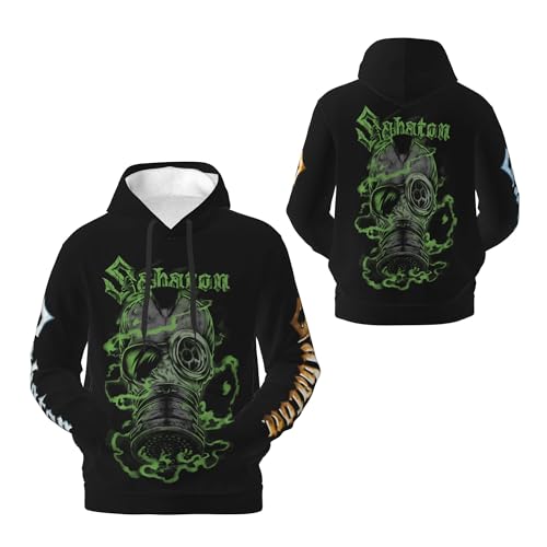 CRYBF Sabaton Herren Kapuzenpullover mit Logo, langärmelig, weich, Sweatshirt für große Jungen, Kapuzen-Fans, Merch-Tops mit Tasche, Schwarz, Schwarz , XL von CRYBF