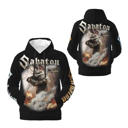 CRYBF Sabaton Herren Kapuzenpullover mit Logo, langärmelig, weich, Sweatshirt für große Jungen, Kapuzen-Fans, Merch-Tops mit Tasche, Schwarz, Schwarz , XXXXL von CRYBF