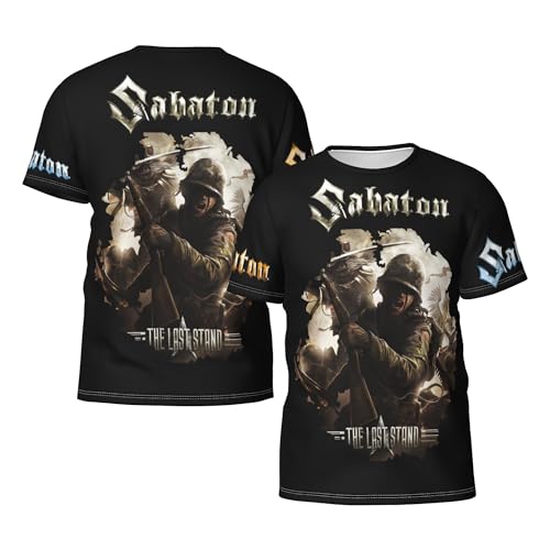 CRYBF Sabaton Herren-T-Shirt, kurzärmelig, schwarz, Rundhalsausschnitt, weiches T-Shirt für Männer, Fans, Geschenke, Merch-Kleidung, Neuheit Tops, Schwarz , 3XL von CRYBF