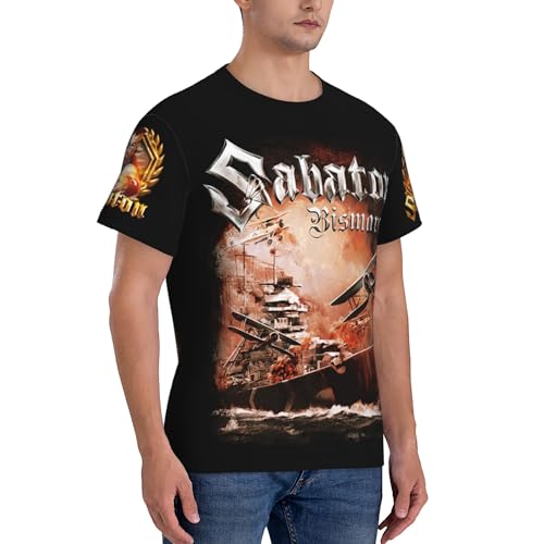 Sabaton Herren-T-Shirt, kurzärmelig, schwarz, Rundhalsausschnitt, weiches T-Shirt für Männer, Fans, Geschenke, Merch-Kleidung, Neuheit Tops, Schwarz , L von CRYBF