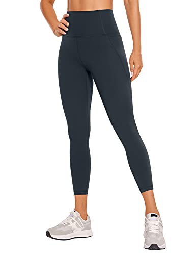 CRZ YOGA Butterluxe Damen Capri Gym Leggings 3/4 High Waist Yogahose Taschen Sport Workout Sportleggings - 53cm Echte Marine 38 von CRZ YOGA