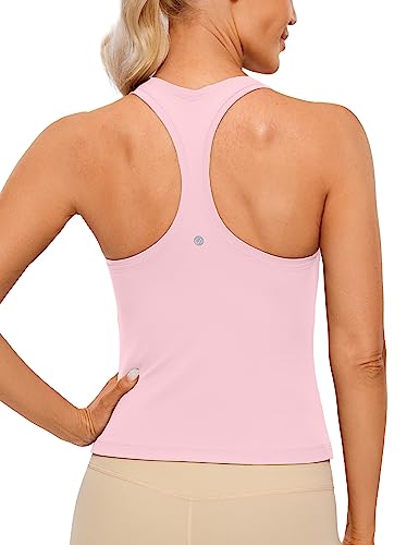 CRZ YOGA Butterluxe Damen Gym Ärmelloses Shirt Sommer Yoga Tank Top Racerback Lang Sport Tops Fitness Blickdichte Oberteile Rosa Pfingstrose 36 von CRZ YOGA