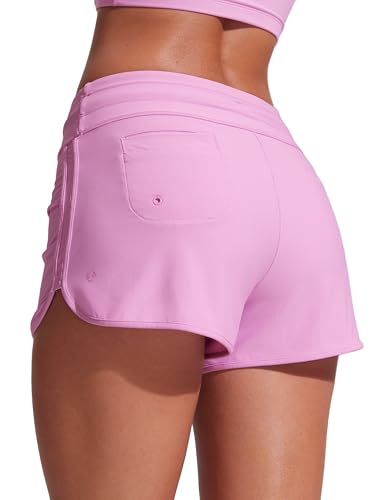 CRZ YOGA Damen Badeshorts Schnell Trocknend Schwimmshorts Sommer Boardshorts mit Seitlichem Split Vita Rosa 34 CRZ YOGA Damen Badeshorts Schnell Trocknend Schwimmshorts Sommer Boardshorts mit Seitlichem Split Vita Rosa 34 von CRZ YOGA