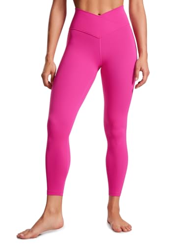 CRZ YOGA Damen Butterluxe Cross Waist Workout Leggings V Cross High Waisted Bauchkontrolle Gym Yoga Leggings - 64cm Hibiskus-Purpur 38 von CRZ YOGA