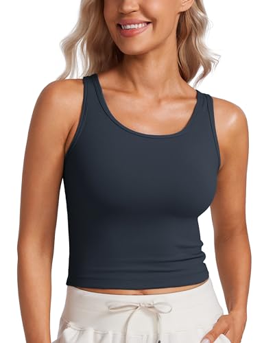CRZ YOGA Damen Butterluxe Doppelt Gefüttert Tanktop Sport Fitness Ärmellose Racerback Crop Top Casual Cropped Oberteile Echte Marine 38 CRZ YOGA Damen Butterluxe Doppelt Gefüttert Tanktop Sport Fitness Ärmellose Racerback Crop Top Casual Cropped Oberteile Echte Marine 38 von CRZ YOGA