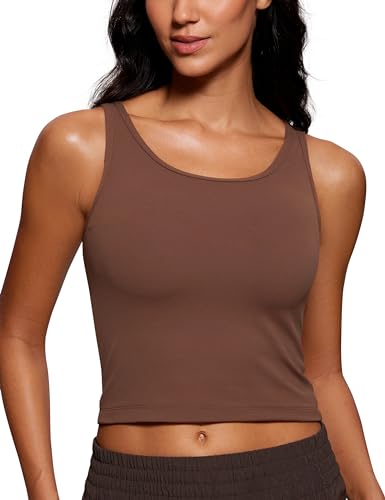 CRZ YOGA Damen Butterluxe Doppelt Gefüttert Tanktop Sport Fitness Ärmellose Racerback Crop Top Casual Cropped Oberteile Kaffeebraun 38 CRZ YOGA Damen Butterluxe Doppelt Gefüttert Tanktop Sport Fitness Ärmellose Racerback Crop Top Casual Cropped Oberteile Kaffeebraun 38 von CRZ YOGA