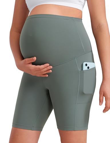 CRZ YOGA Damen Butterluxe Kurze Umstandsleggings mit Taschen Schwangerschaft Biker Shorts Umstandsshorts Umstandshose - 20cm Grauer Salbei 42 CRZ YOGA Damen Butterluxe Kurze Umstandsleggings mit Taschen Schwangerschaft Biker Shorts Umstandsshorts Umstandshose - 20cm Grauer Salbei 42 von CRZ YOGA
