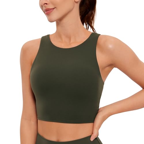 CRZ YOGA Damen Butterluxe Racerback Sport BH Gepolstert Ohne Bügel Crop Tops Longline Yoga Tank Top Fitness Sports Bra Olivgrün 36 CRZ YOGA Damen Butterluxe Racerback Sport BH Gepolstert Ohne Bügel Crop Tops Longline Yoga Tank Top Fitness Sports Bra Olivgrün 36 von CRZ YOGA