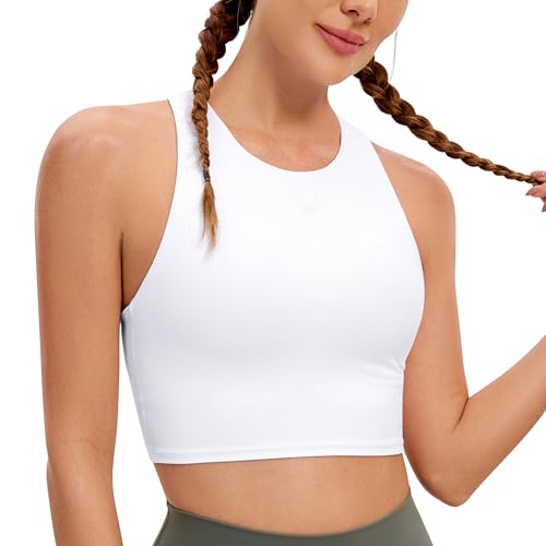 CRZ YOGA Damen Butterluxe Racerback Sport BH Gepolstert Ohne Bügel Crop Tops Longline Yoga Tank Top Fitness Sports Bra Weiss 38 CRZ YOGA Damen Butterluxe Racerback Sport BH Gepolstert Ohne Bügel Crop Tops Longline Yoga Tank Top Fitness Sports Bra Weiss 38 von CRZ YOGA
