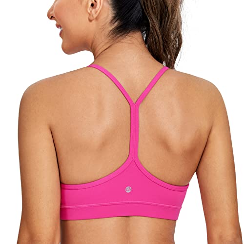 CRZ YOGA Damen Butterluxe Racerback Sport BH Gepolstert Ohne Bügel Y-Rücken Yoga BH Sommer Atmungsaktiv Spaghetti Top Hibiskus-Purpur XS von CRZ YOGA