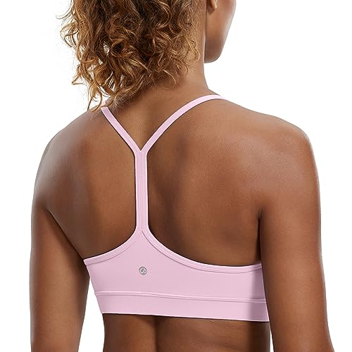 CRZ YOGA Damen Butterluxe Racerback Sport BH Gepolstert Ohne Bügel Y-Rücken Yoga BH Sommer Atmungsaktiv Spaghetti Top Rosa Pfingstrose XL von CRZ YOGA