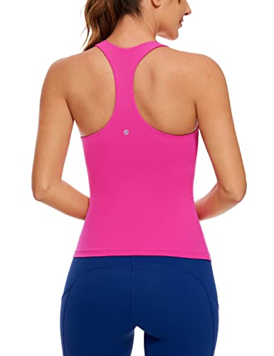 CRZ YOGA Damen Butterluxe Tank Tops Racerback Sport Top Yoga Fitness Oberteil Tanktops mit Integriertem BH Hibiskus-Purpur 38 von CRZ YOGA