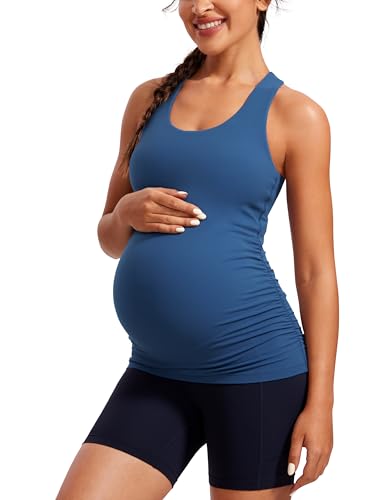 CRZ YOGA Damen Butterluxe Umstandsmode Tops Umstandstop Racerback Tanktops Ärmelloses Umstands T-Shirt Camisole mit Integriertem BH Pechblau 38 CRZ YOGA Damen Butterluxe Umstandsmode Tops Umstandstop Racerback Tanktops Ärmelloses Umstands T-Shirt Camisole mit Integriertem BH Pechblau 38 von CRZ YOGA