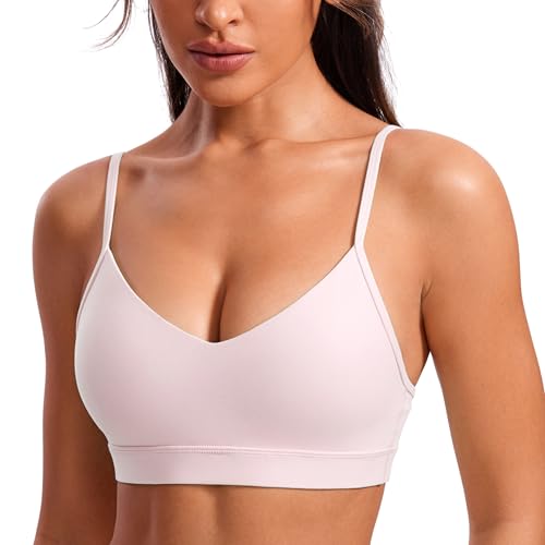 CRZ YOGA Damen Butterluxe V-Ausschnitt Sport BH Gepolstert Ohne Bügel Yoga Bra Verstellbar Spaghetti Träger Workout Crop Tops Erdbeerrosa 38 CRZ YOGA Damen Butterluxe V-Ausschnitt Sport BH Gepolstert Ohne Bügel Yoga Bra Verstellbar Spaghetti Träger Workout Crop Tops Erdbeerrosa 38 von CRZ YOGA