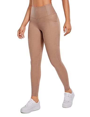 CRZ YOGA Damen Faux Leder Leggings Hohe Taille Kunstleder Sporthose Gym Workout Yogahose mit Taschen - 71 cm Nackte Gerstenechse 38 von CRZ YOGA