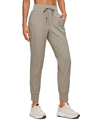 CRZ YOGA Damen Lässige Sporthose Tunnelzug Taille Jogger Pants Jogginghose Freizeithose mit Taschen - 70cm Klippenasche 34 von CRZ YOGA