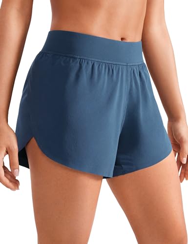 CRZ YOGA Damen Mid Waist Running Shorts Seitliche Splits Sport Workout Kurze Hose Leichte Atmungsaktive Sporthose Laufhose Sternenlicht 42 von CRZ YOGA