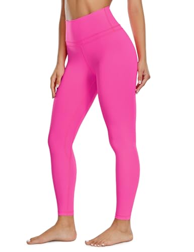 CRZ YOGA Damen Naked Feeling Sport Leggings High Wasit Sporthose Yogahose Blickdicht Lange Yoga Leggins - 64cm Hibiskus-Purpur 44 von CRZ YOGA