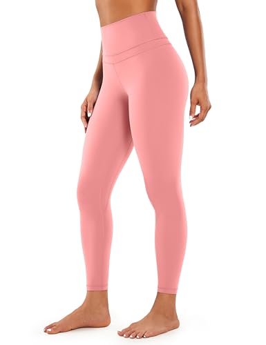 CRZ YOGA Damen Naked Feeling Sport Leggings High Wasit Sporthose Yogahose Blickdicht Lange Yoga Leggins - 64cm Lotus Rosa 40 von CRZ YOGA