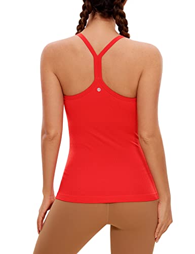 CRZ YOGA Damen Sport Tank Top Racerback Ärmelloses Shirt Sommer Leichte Yoga Tops Elastische Fitness Oberteile Dunkelrot 38 von CRZ YOGA