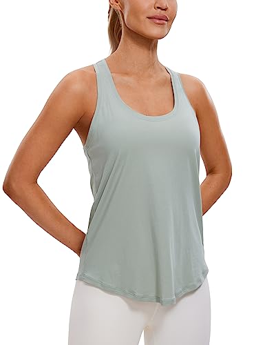 CRZ YOGA Damen Sport Tank Top Racerback Fitness Gym Top Baumwolle Oberteile Locker Atmungsaktiv Ärmellos Tops Jade Gray 44 von CRZ YOGA