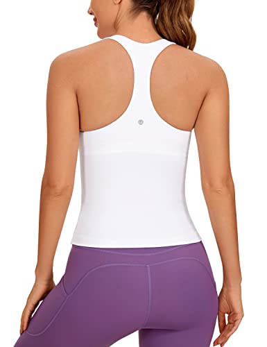 CRZ YOGA Damen Butterluxe Tank Tops Racerback Sport Top Yoga Fitness Oberteil Tanktops mit Integriertem BH Weiss 36 von CRZ YOGA