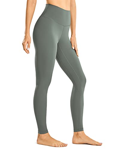 CRZ YOGA Gebürstetes Gefühl Damen Sport Leggings Yogahose High Waist Blickdicht Fitness Leggins Sporthose - 71cm Grauer Salbei 40 von CRZ YOGA