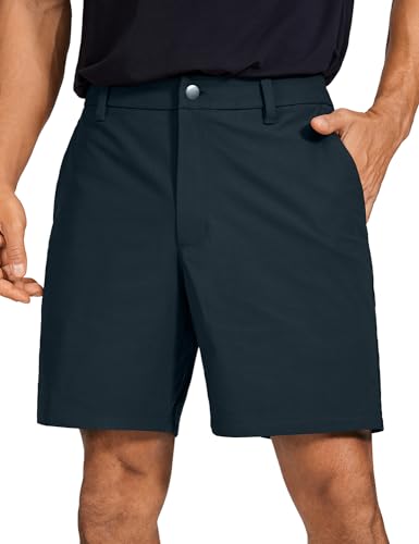 CRZ YOGA Herren Golfshorts für den ganzen Tag Stretch leichte lässige Flache Front-Shorts mit Taschen - 18cm Echte Marine 30W von CRZ YOGA