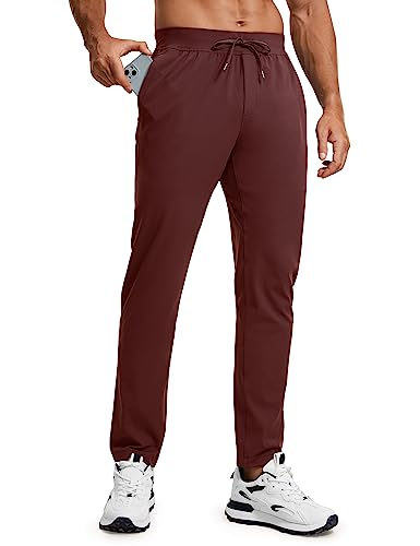 CRZ YOGA Herren Leicht Joggerhose Slim Fit Casual Jogger Sporthose Freizeithose Trainingshose mit Taschen - 76cm Dunkelrot M von CRZ YOGA