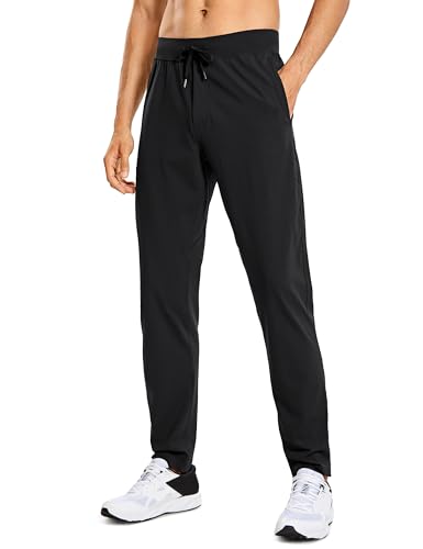 CRZ YOGA Herren Leicht Joggerhose Slim Fit Casual Jogger Sporthose Freizeithose Trainingshose mit Taschen - 76cm Schwarz L von CRZ YOGA