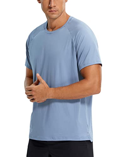 CRZ YOGA Kurzärmliges Trainings-T-Shirt für Herren schnell trocknend Fitnessstudio sportlich Lauf-T-Shirts grau XL von CRZ YOGA