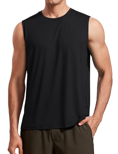 CRZ YOGA Trainings-Tanktops für Herren dehnbar schnell trocknend ärmellos Laufshirts sportliche Fitness-Tops Schwarz XL von CRZ YOGA