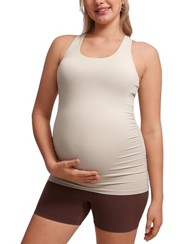 CRZ YOGA Damen Butterluxe Umstandsmode Tops Umstandstop Racerback Tanktops Ärmelloses Umstands T-Shirt Camisole mit Integriertem BH Mojave-Braun 38 CRZ YOGA Damen Butterluxe Umstandsmode Tops Umstandstop Racerback Tanktops Ärmelloses Umstands T-Shirt Camisole mit Integriertem BH Mojave-Braun 38 von CRZ YOGA