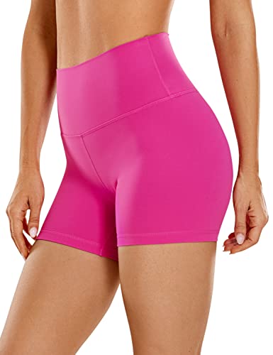 CRZ YOGA Womens Kurze Sporthose Laufshorts Sommer Radlerhose High Waist Yoga Fitness Shorts - ButterLuxe - 10cm Hibiskus-Purpur 38 von CRZ YOGA