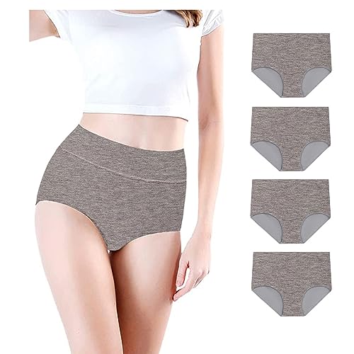 CSHE 4er Pack Damen Unterhosen Baumwolle Unterwäsche Hohe Taille Slips Hoher Taillenslip für Frauen Mehrpack Unterhosen Damen Baumwolle Stretch Slips von CSHE