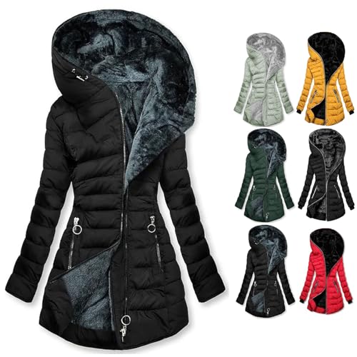 CSHE Damen Wintermantel Mantel Steppmantel Winter Jacke Lang Stepp Warm Teddyfell Elegant Übergangsjacke Damenwesten Longweste Steppjacke für Alltag Camping Sport im Freien von CSHE