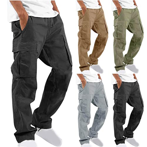 CSHE Herren Hose Lang Rangerhose Herren Hose Lang Regular Fit mit 6 Taschen Elastischer Bund Cargohose Herren Vintage Jogginghose Vielseitige TraninigshoseRadhose Lang Herren von CSHE