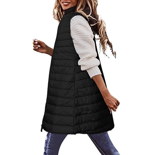 CSHE Steppweste Damen Lang Elegant Übergangsjacke Damenwesten Longweste Steppjacke Silvester Geburtstag Faschings Karneval 2023 2024 Outfit Deko Meine Bestellungen Anzeigen von CSHE