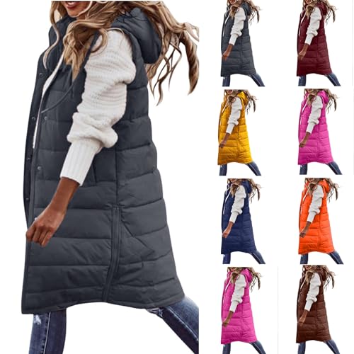 Wintermantel Damen Lang, Warm Steppmantel mit Kapuze, Daunenmantel Gefüttert Elegant Steppjacke Winterjacke Silvester Geburtstag Halloween Weihnachten 2023 2024 Outfit Deko Meine Bestellungen Anzeigen von CSHE