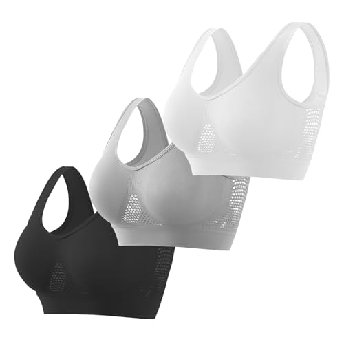 3er Pack BH Damen ohne Bügel Fraun Einfarbiges Push Up BH Sexy BH Set mit verstellbarem 2024 Y2K Weich Bequemer BH Atmungsaktiver Unterwäsche Bra für Alltag von CSKJ