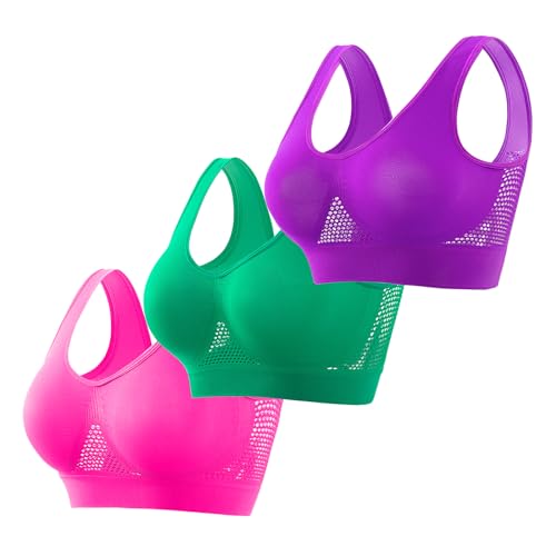 3er Pack BH Damen ohne Bügel Fraun Einfarbiges Push Up BH Sexy BH Set mit verstellbarem 2024 Y2K Weich Bequemer BH Atmungsaktiver Unterwäsche Bra für Alltag von CSKJ