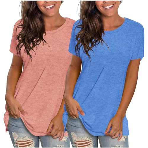 3er Pack Damen T-Shirt Schwarz oder weiß Kurzarm lang Basic Sommer T-Shirts von CSKJ