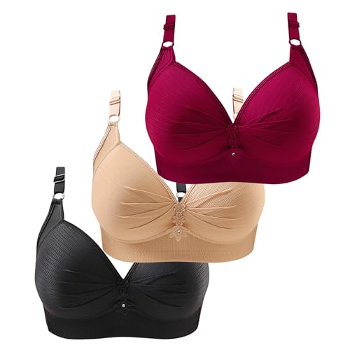 CSKJ Damen BH Ohne Bügel Soft BH Große Brüste Starker Halt Push Up Bügelloser BH Gepolstert Seamless Bequemer Nahtloser Bra V-Ausschnitt Minimizer Bralette von CSKJ