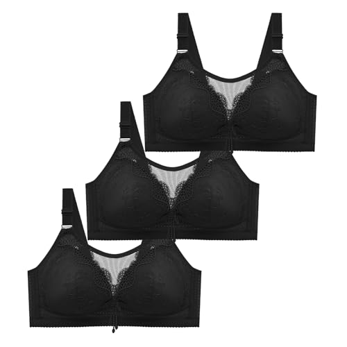 CSKJ Damen Sport BH Spitzen BH Frauen Bustier Lace Bra Dünn Front Closure Push Up Ohne Bügel Top für Yoga Fitness Training Stretch Wohlfühl BH von CSKJ