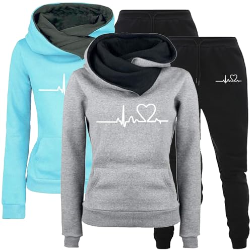 CSKJ Joginanzuge Damen - Damen Tracksuit Langarm Rundhalsausschnitt Einfarbig Zweiteiler Outfit Hoodie Jogger Trainingsanzug Set Sweatshirt Jogginghose CSKJ Joginanzuge Damen - Damen Tracksuit Langarm Rundhalsausschnitt Einfarbig Zweiteiler Outfit Hoodie Jogger Trainingsanzug Set Sweatshirt Jogginghose von CSKJ
