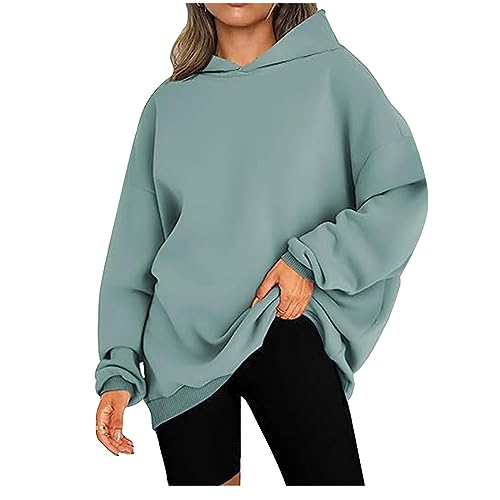 CSKJ Warehouse Deal - Damen Oversized Hoodies Sweatshirts Langarm Einfarbig Pullover Winter Kapuzenjacke Hoodies Übergangsjacke Kapuzenpullover Outdoorjacke Plüschjacke, grün, XL von CSKJ