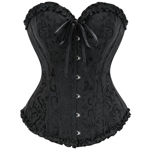 Corsage Schwarz - Corsage Damen Bustier Korsett Top Gothic Vintage Korsage übergröße Vollbrust Corsette Spitze Up Dessous Boned Overbust Corset Bauchweg Bluse Frauen Bridal Wäsche Halloween Fasching Corsage Schwarz - Corsage Damen Bustier Korsett Top Gothic Vintage Korsage übergröße Vollbrust Corsette Spitze Up Dessous Boned Overbust Corset Bauchweg Bluse Frauen Bridal Wäsche Halloween Fasching von CSKJ