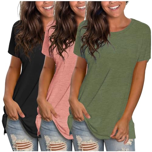 t Shirt dunkelgrau Damen XXL Damen Oberteile Tshirt Damen lang t-Shirt Damen lang Longshirt Tshirt Damen Set t Shirt Damen Longshirt Damen Kurzarm von CSKJ